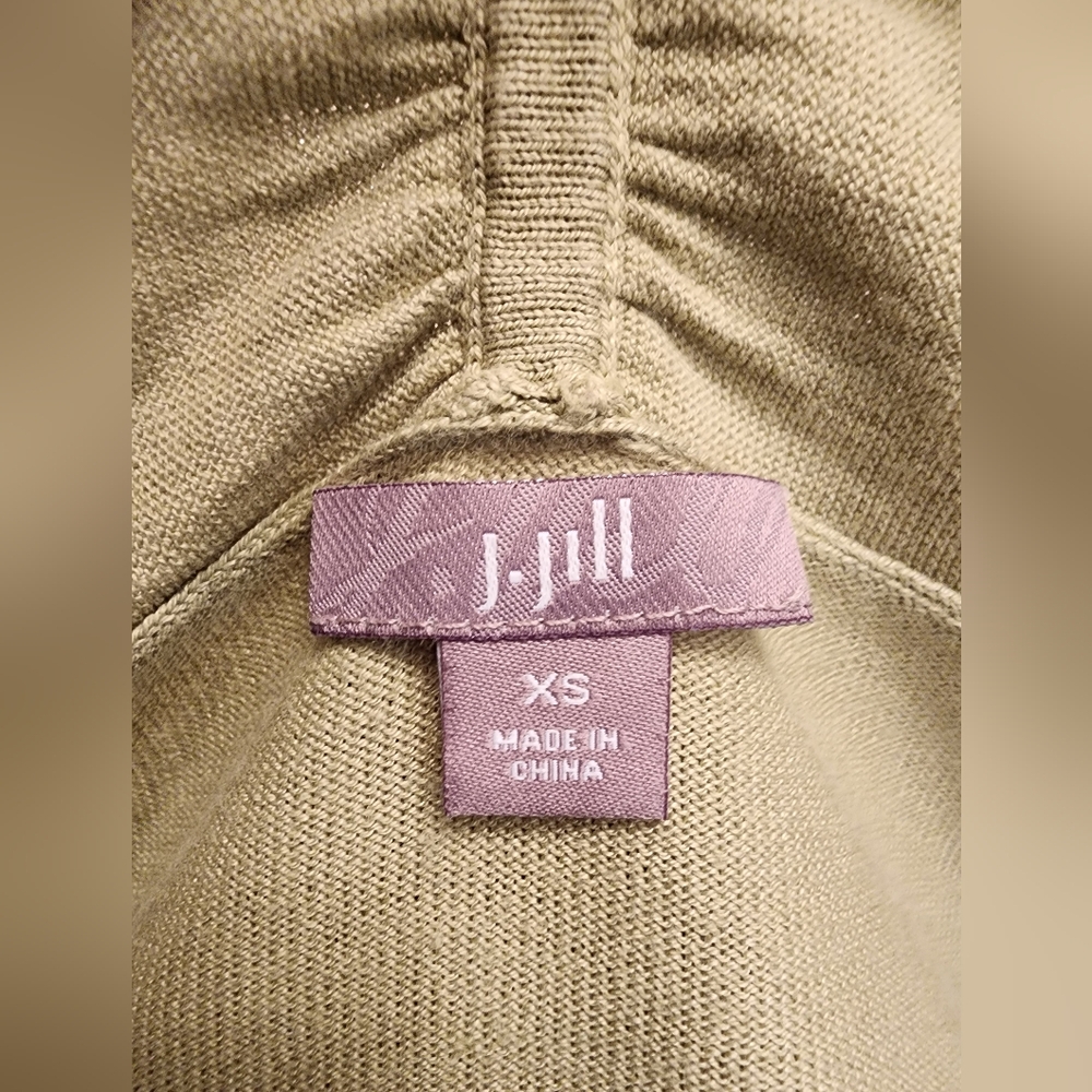J.Jill Silk Cotton Blend Green Open Front Cardigan Sweater SZ X-Small - Picture 3 of 6